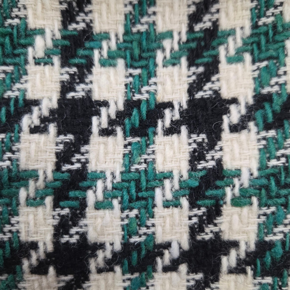 Vintage 80s Ann Taylor Green Black Wool Houndstooth Blazer Gold Buttons Size 2 - Picture 8 of 10